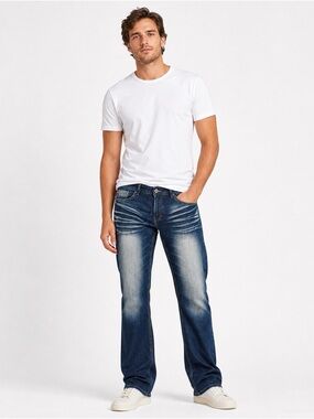 Buffalo David Bitton Men's Dark Blue Bootcut Jeans